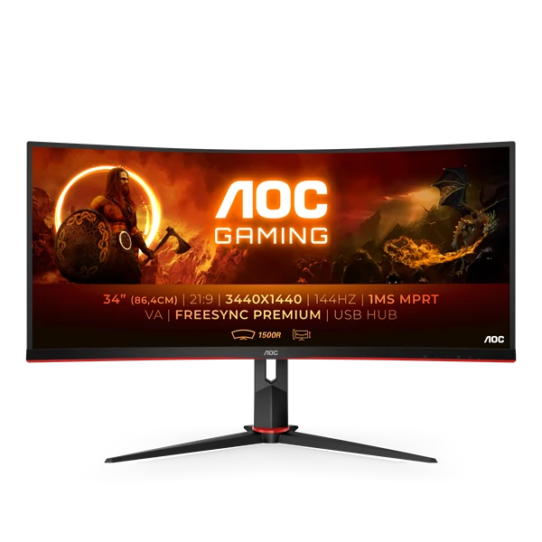 AOC Ívelt Gaming 144Hz VA monitor 34