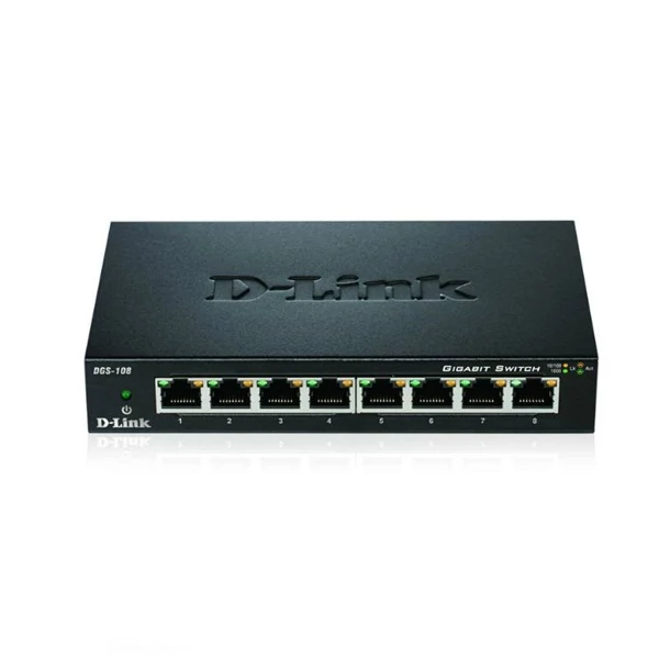 D-LINK Switch 8x1000Mbps Fémházas Asztali, DGS-108 / E