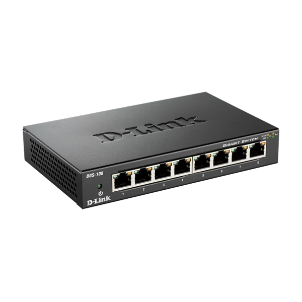 D-LINK Switch 8x1000Mbps Fémházas Asztali, DGS-108GL / E