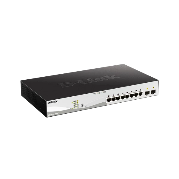 D-LINK Switch 8x1000Mbps (8xPOE) + 2xGigabit SFP Menedzselhető Rackes, DGS-1210-10MP / E