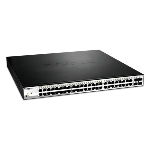 D-LINK Switch 48x1000Mbps (48xPOE) + 4xGigabit kombó SFP Menedzselhető Rackes, DGS-1210-52MP