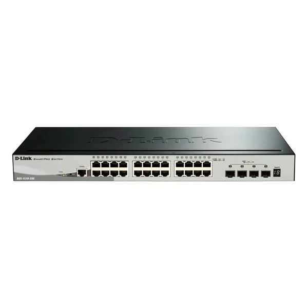 D-LINK Switch 24x1000Mbps + 4xGigabit SFP+ Menedzselhető Rackes, DGS-1510-28X