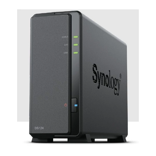 SYNOLOGY NAS 1 fiókos DS124 Realtek RTD1619B 4x1,7GHz, 1GB DDR4, 1x1GbE, 2xUSB3.2Gen1 Synology