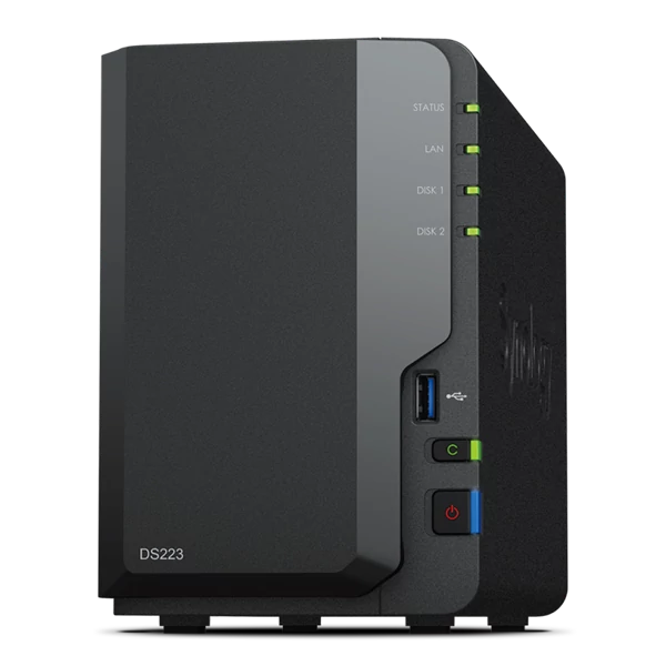 SYNOLOGY NAS 2 fiókos DS223 Realtek RTD1619B 4x1,7GHz, 2GB DDR4, 1x1GbE, 3xUSB3.2Gen1 Synology