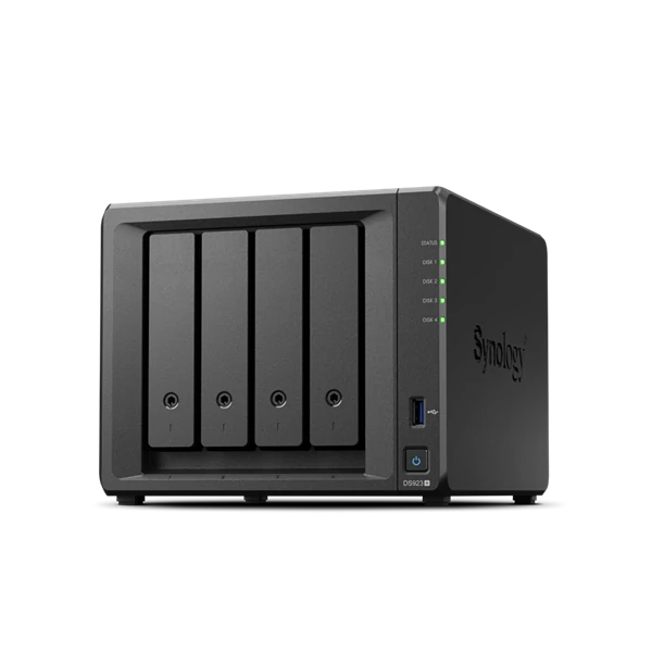 SYNOLOGY NAS 4 Fiókos DS923+ 4x4TB HDD-vel, AMD Ryzen R1600 2x2,6GHz, 4GB DDR4 ECC, 2x1GbE, 2xUSB3.2 Synology