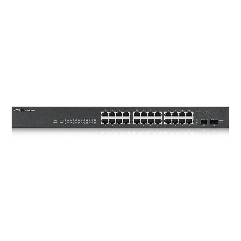 Zyxel 26-port Gigabit Web Smart switch: 24x Gigabit metal + 2x SFP, IPv6, 802.3a