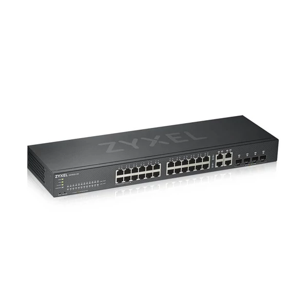 ZYXEL Switch 24x1000Mbps + 4xGigabit kombó SFP + , Fémházas Menedzselhető, Rackes (24xGbE port), GS1920-24V2-EU0101F