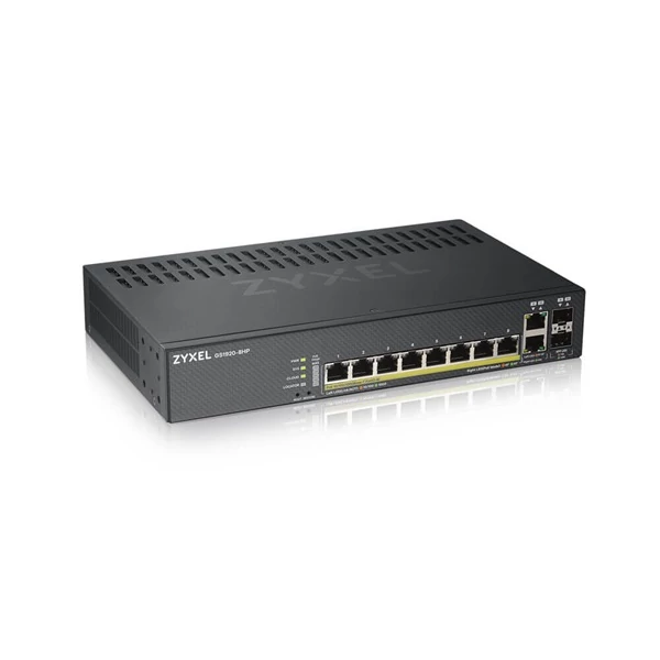 ZYXEL Switch 8x1000Mbps (8xPOE) + 2xGigabit kombó SFP + , Fémházas Menedzselhető (8GbE port), GS1920-8HPV2-EU0101F