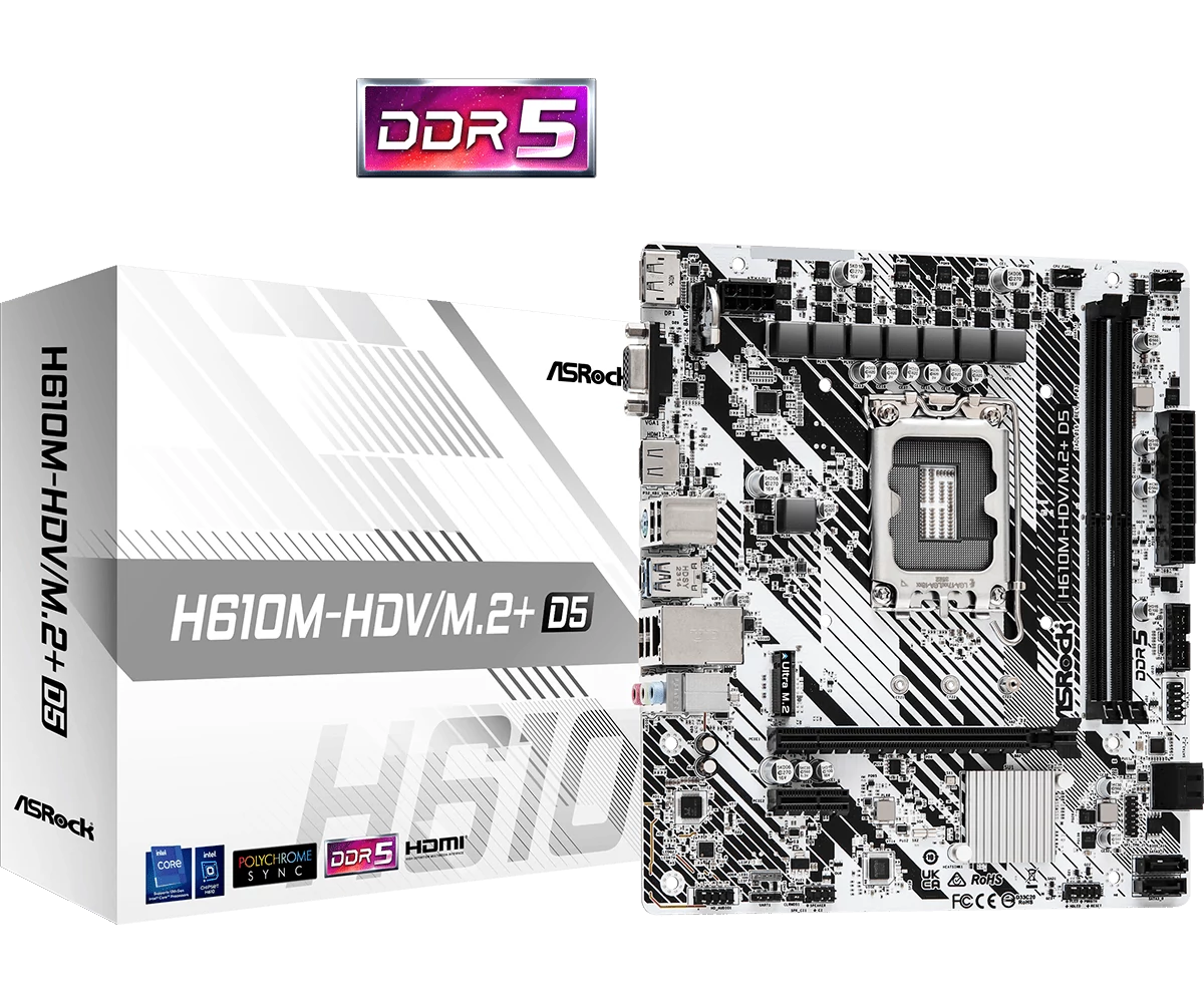 ASRock LGA1700 H610M-HDV/M.2+ D5 alaplap