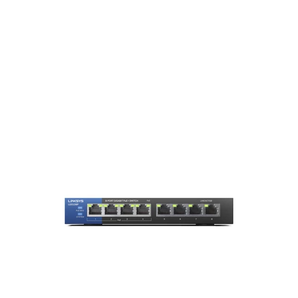 LINKSYS Switch LGS108P, 8x1000Mbps, POE+ (8-Port Business Desktop Gigabit PoE+ Switch)