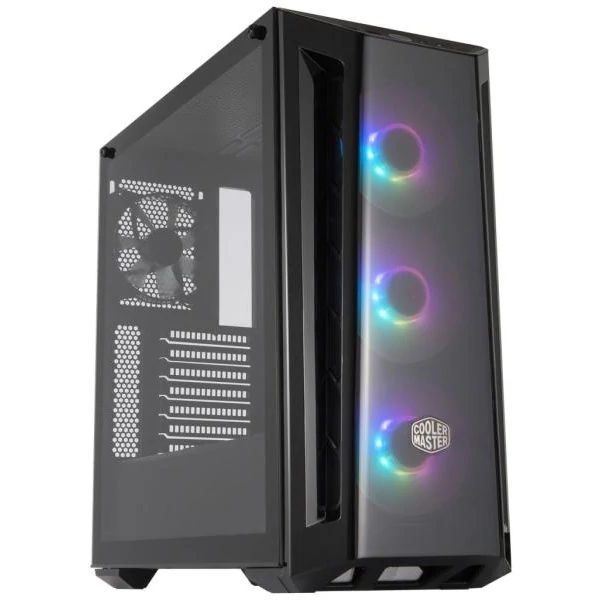 COOLER MASTER Ház Midi ATX MasterBox MB520 ARGB Tápegység nélkül, Fekete Üvegfalú