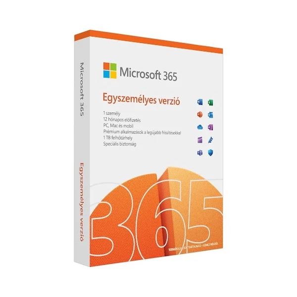 Microsoft 365 Egyszemélyes verzió, 1 év. Win / MAC FPP BOX Doboz P10 Microsoft