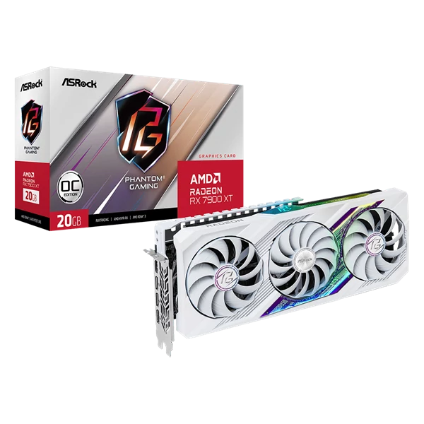 ASROCK Videokártya PCI-Ex16x AMD RX 7900XT PHANTOM GAMING WHITE 20GB DDR6 OC ASROCK