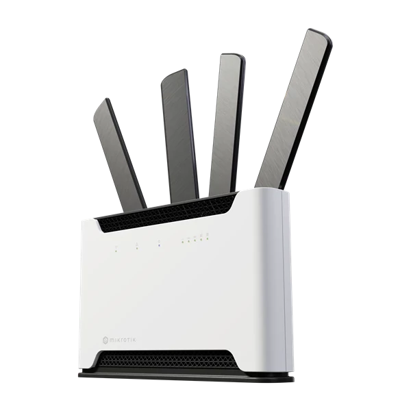 MIKROTIK Wireless Router DualBand, 4x1000Mbps+ 1x2,5Gbps, Chateau 5G, 1xMicroSIM, Asztali - S53UG + M-5HAXD2HAXD-TC&RG50 MikroTik