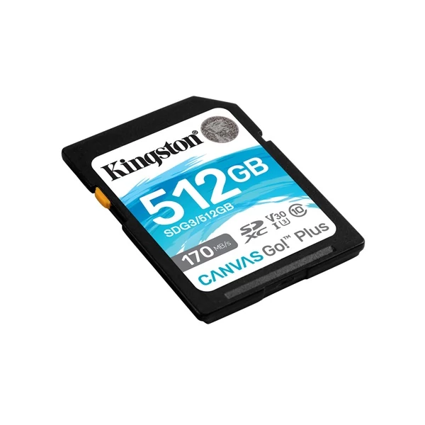 KINGSTON Memóriakártya SDXC 512GB Canvas Go Plus 170R C10 UHS-I U3 V30 Kingston