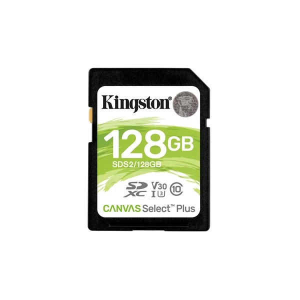 KINGSTON Memóriakártya SDXC 128GB Canvas Select Plus 100R C10 UHS-I U3 V30 Kingston