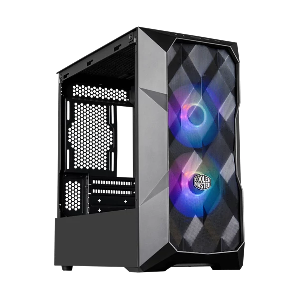 COOLER MASTER Ház Micro ATX MasterBox TD300 MESH, 2db ARGB Ventilátorral, Tápegység nélkül, Edzett Üveg, fekete Cooler Master