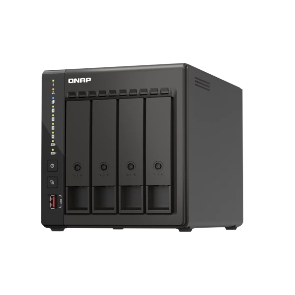 QNAP NAS 4 fiókos Celeron J6412 4x2,6GHz, 8GB RAM, 2x25000Mbps, 2xHDMI1.4b, 2xUSB3.2Gen2, 2xM.2 2280 Slot - TS-453E-8G QNAP