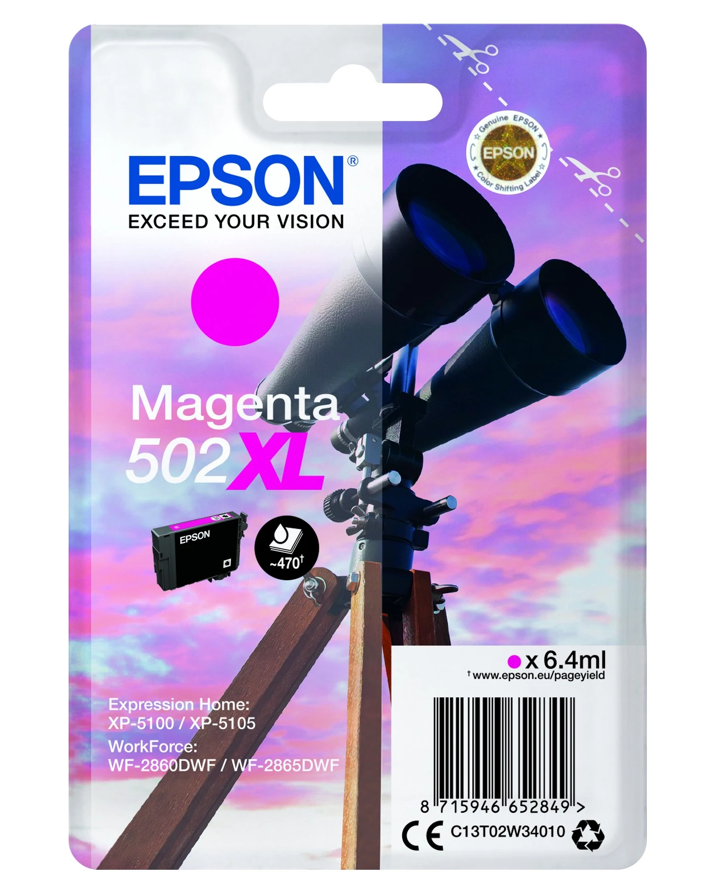 Epson T02W3 Patron Magenta 6,4ml (Eredeti)