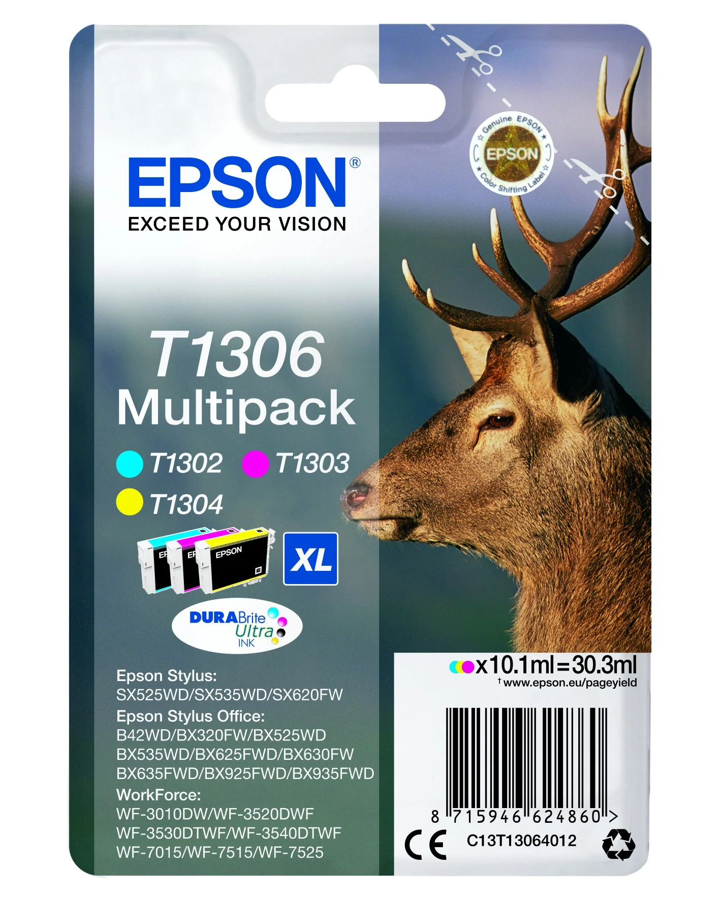 Epson T1306 Patron Multipack Három szín (Eredeti)