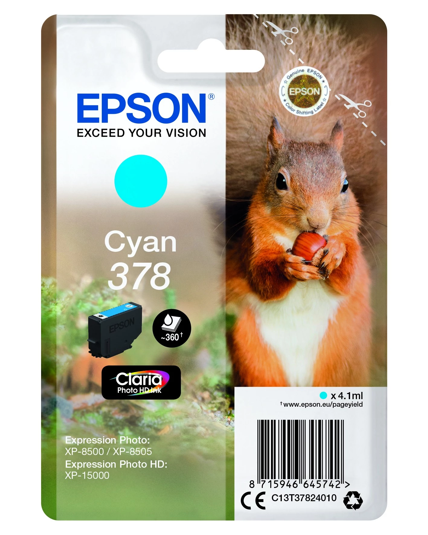 Epson T3782 Patron Cyan 5,5ml 378 (Eredeti)